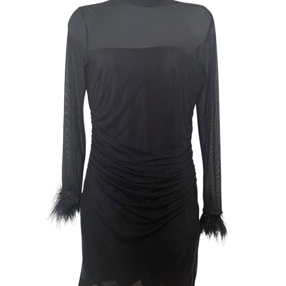 Amanda Uprichard Black Sheer Mesh Vixen Mini Dress Size Large - Picture 4 of 6